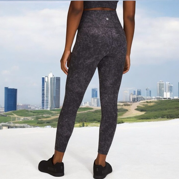 Lululemon Wunder Train HR Tight 25" Denim Wash Print Dusky Lavender Black Sz 10 - Picture 2 of 8